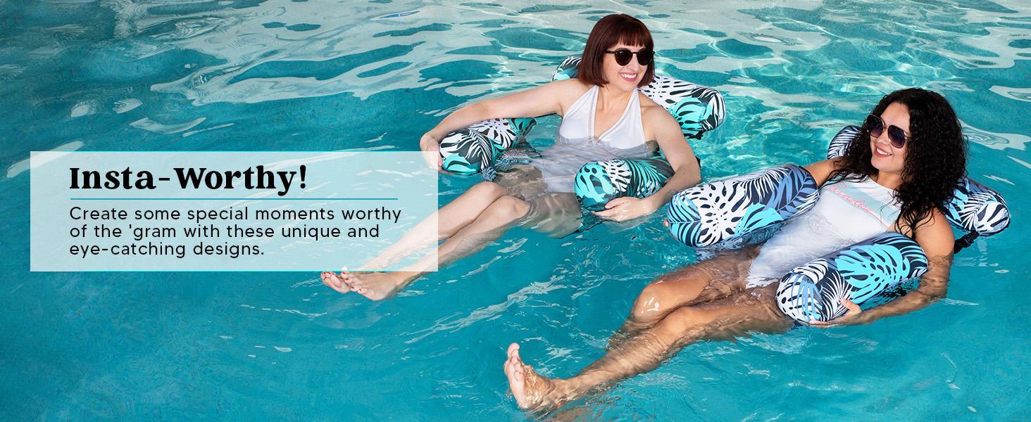 Pool lounge chair cooling mesh in water