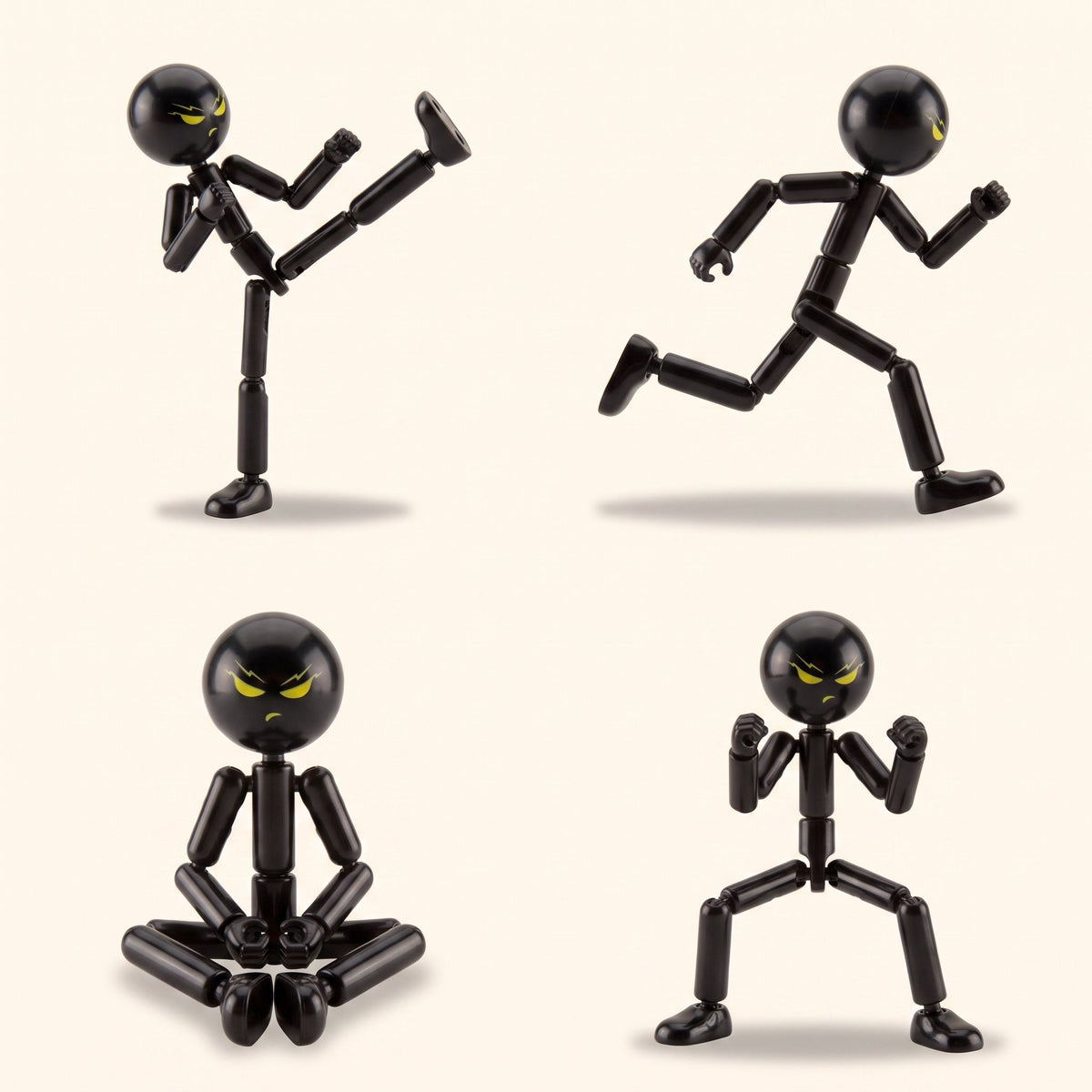 StickSquad Stickman Action Figure in four action poses