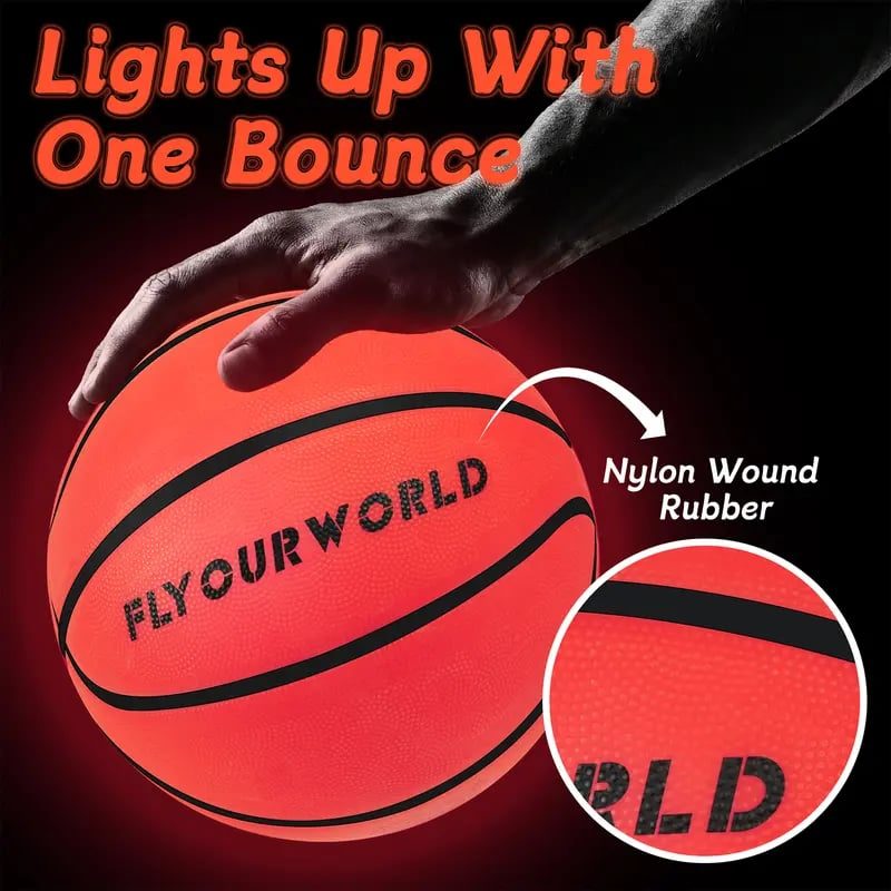 LED glow basketball lights up with one bounce