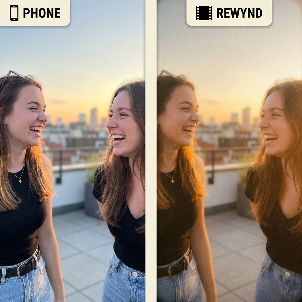 The same moment shot on a phone versus on Rewynd