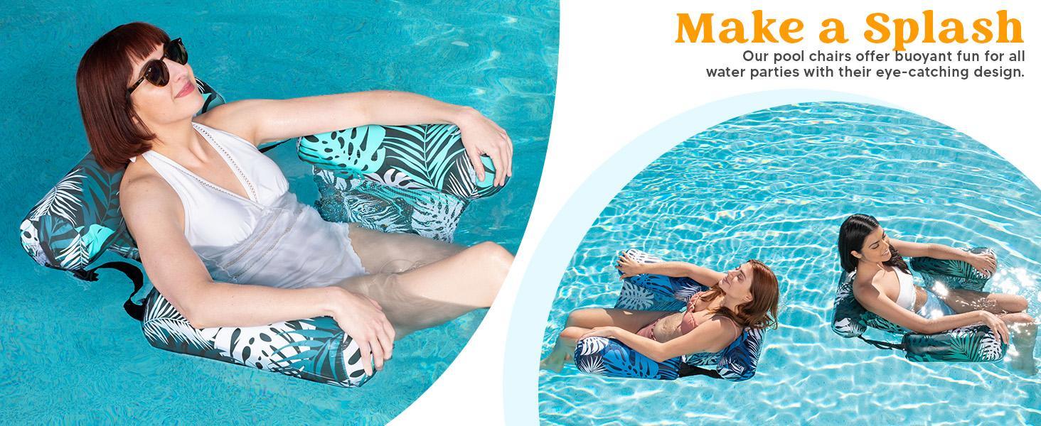 Pool lounge chair reclining in water