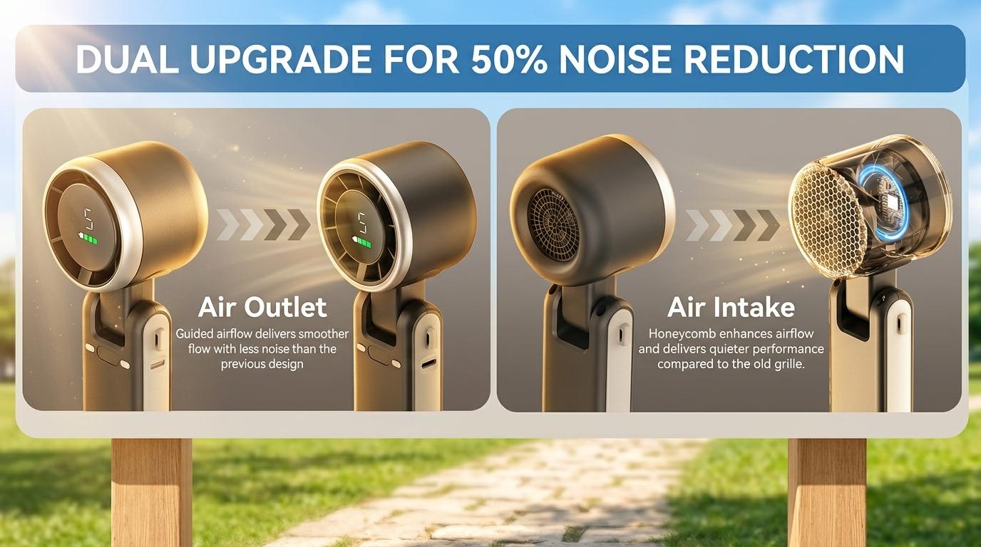 Portable fan air outlet and intake graphic
